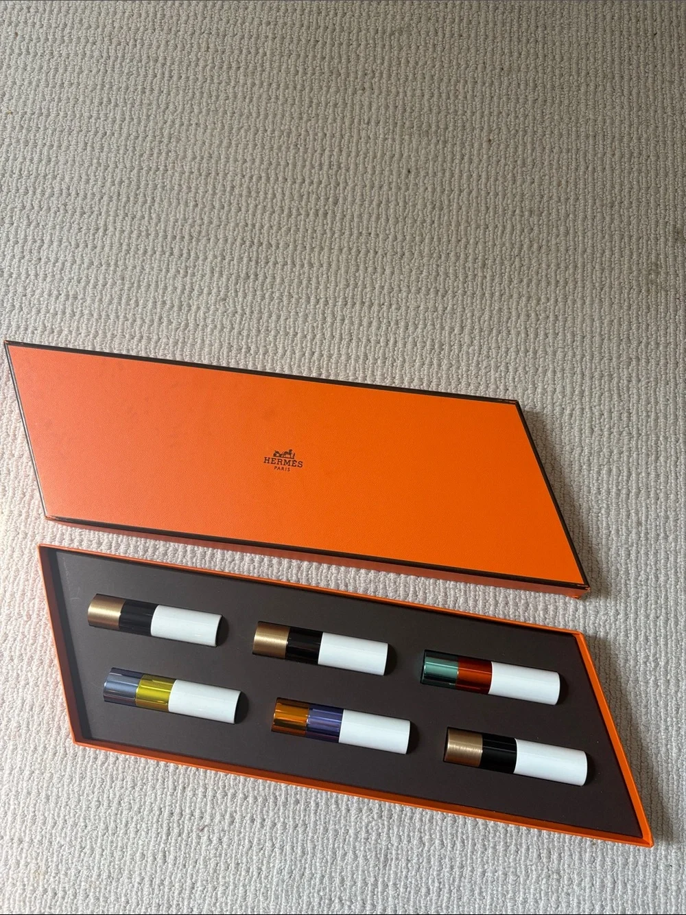 Hermès 6 Lipstick Set in Signature Orange Box
